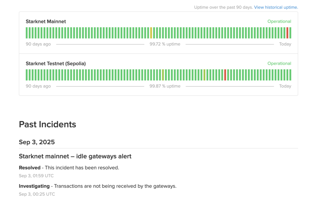 Starknet downtime